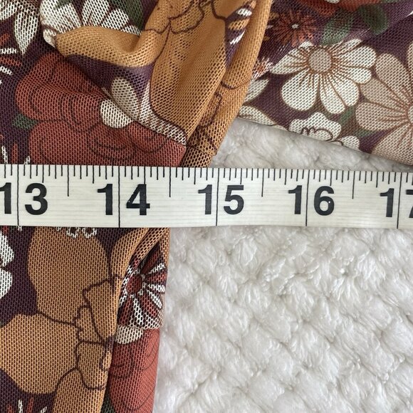 Womens Boho Milkmaid Dress Size M Brown Bell Sleeve Cottagecore Hippie Floral - Picture 13 of 16